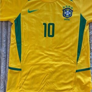 Nike Yellow and Green Brazil Jersey